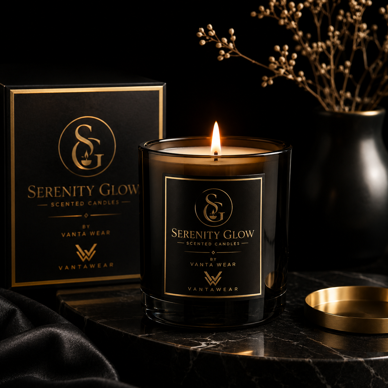 Serenity Glow scented candle by Vanta Wear